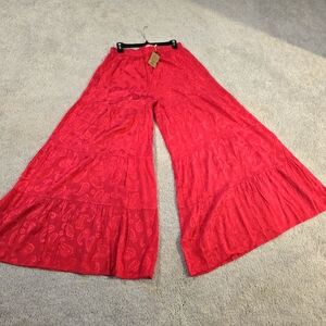 Natural Life Patti Palazzo Pant Jaquard Magenta- Size Large